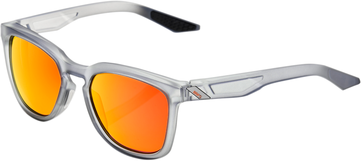 100% Hudson Sunglasses - Crystal Gray - Red Mirror 61028-255-43 - Howling Moto