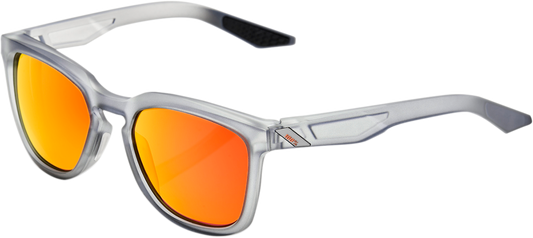 100% Hudson Sunglasses - Crystal Gray - Red Mirror 61028-255-43 - Howling Moto