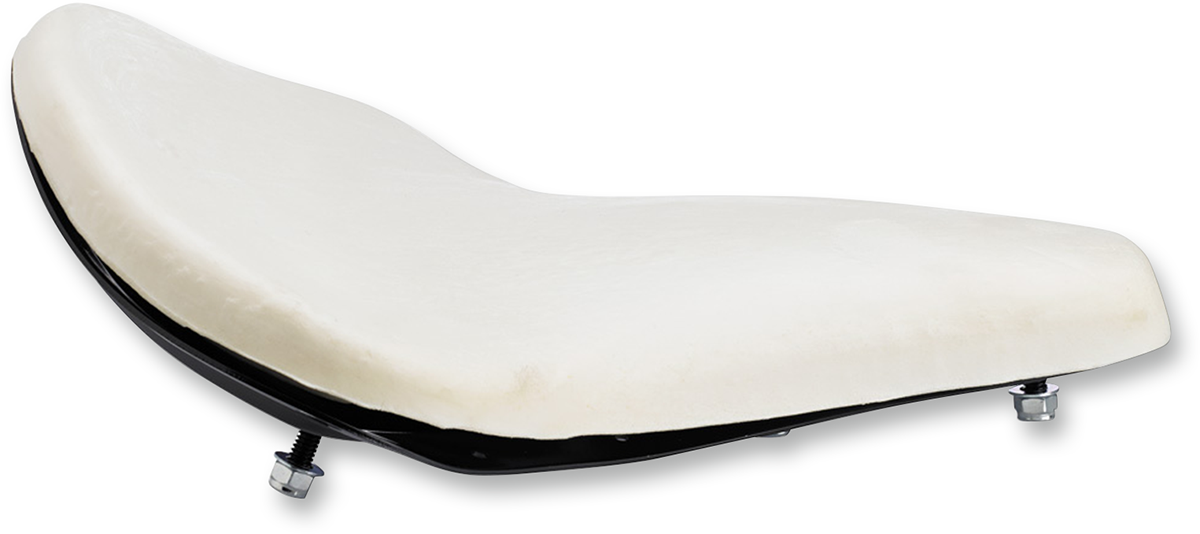 Bill's Exhausts BILTWELL Solo 2 Seat without cover, featuring a pan, designed for motorcycle seating comfort and style.