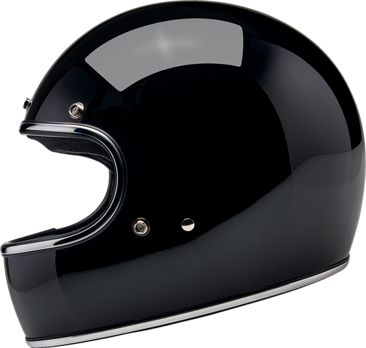 BILTWELL Gringo helmet in gloss black, medium size, motorcycle helmet with a sleek, shiny finish and classic design.