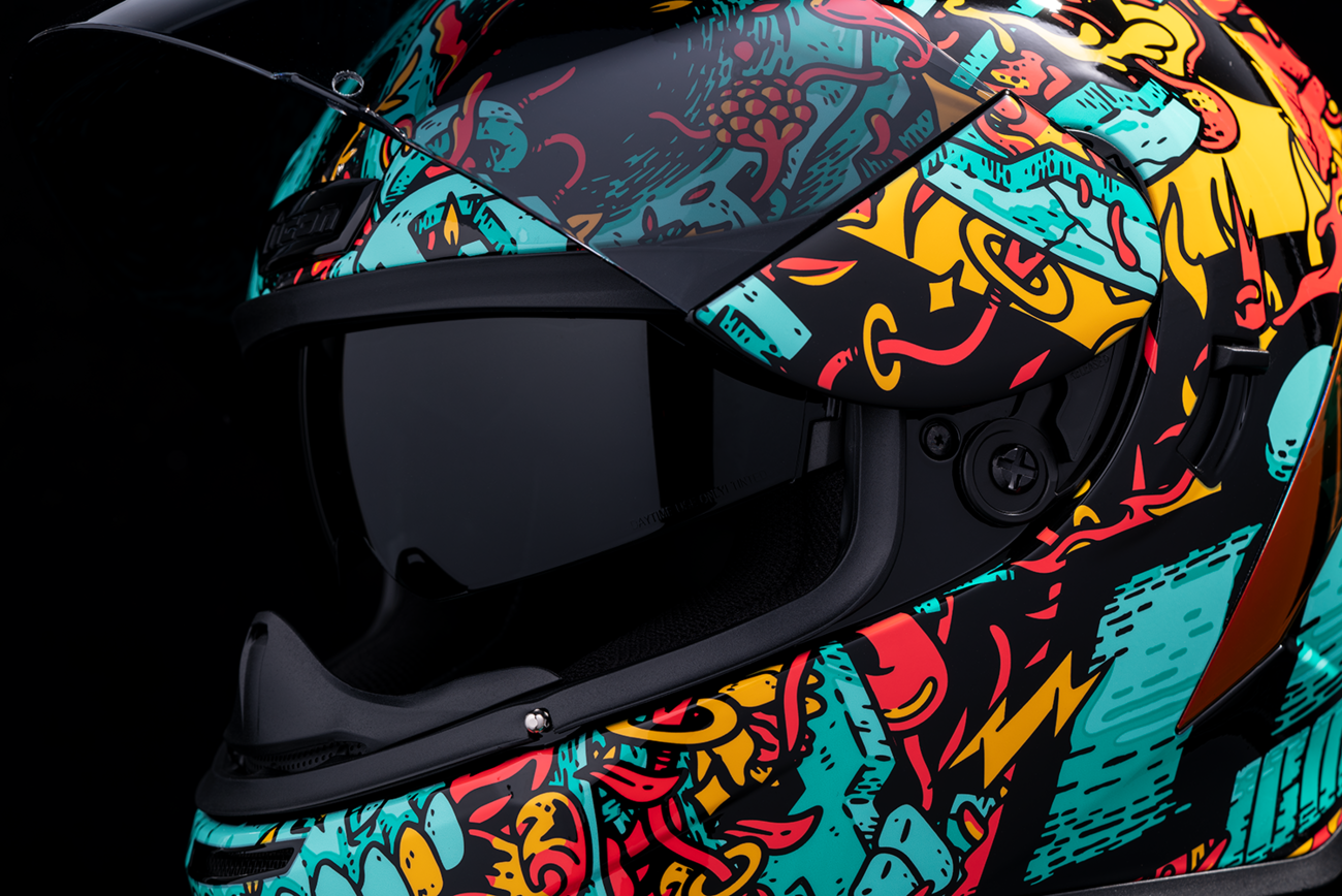 Blue ICON Airform™ Helmet Munchies with MIPS® technology, medium size, featuring sleek design and ventilation for motorcycle riding.