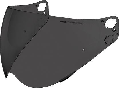 Dark smoke Pinlock-ready helmet shield for ICON Variant Pro™ helmets, designed for motorcycle riding visibility and protection.