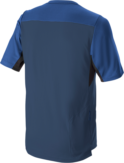 Alpinestars Drop 6.0 V2 short-sleeve motorcycle jersey in midnight blue and black, 2XL size, made for riding comfort.