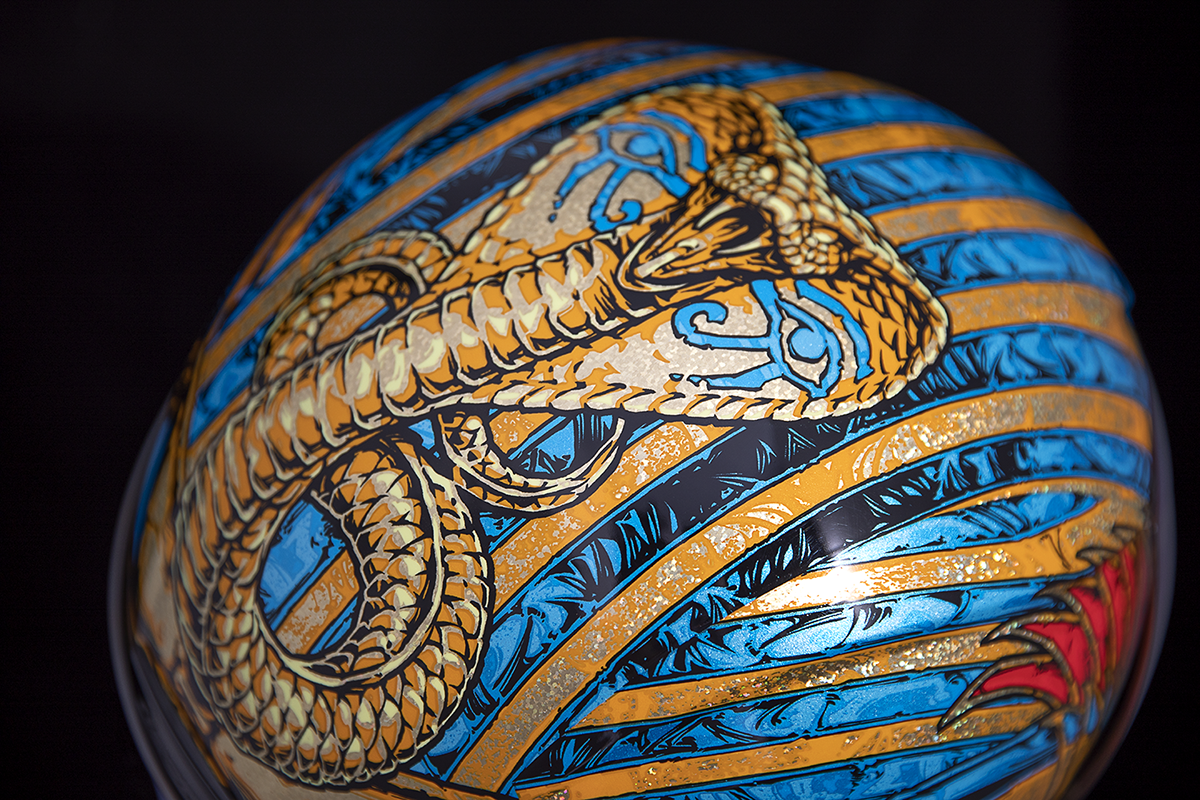 ICON Airform™ Pharaoh Gold helmet, large size, with aerodynamic helmet design and bold gold finish, from Bill's Exhausts.