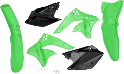 ACERBIS OEM standard replacement body kit for motorcycles, shown in black with various body panels and components.