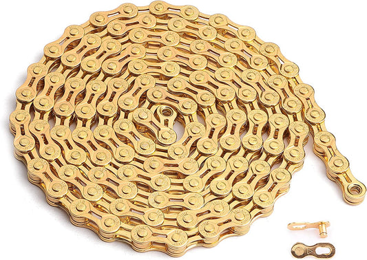Hycline bicycle chain for 6/7/8-speed bikes, 1/2x3/32 inch, 116 links, metal construction with detailed links and branding