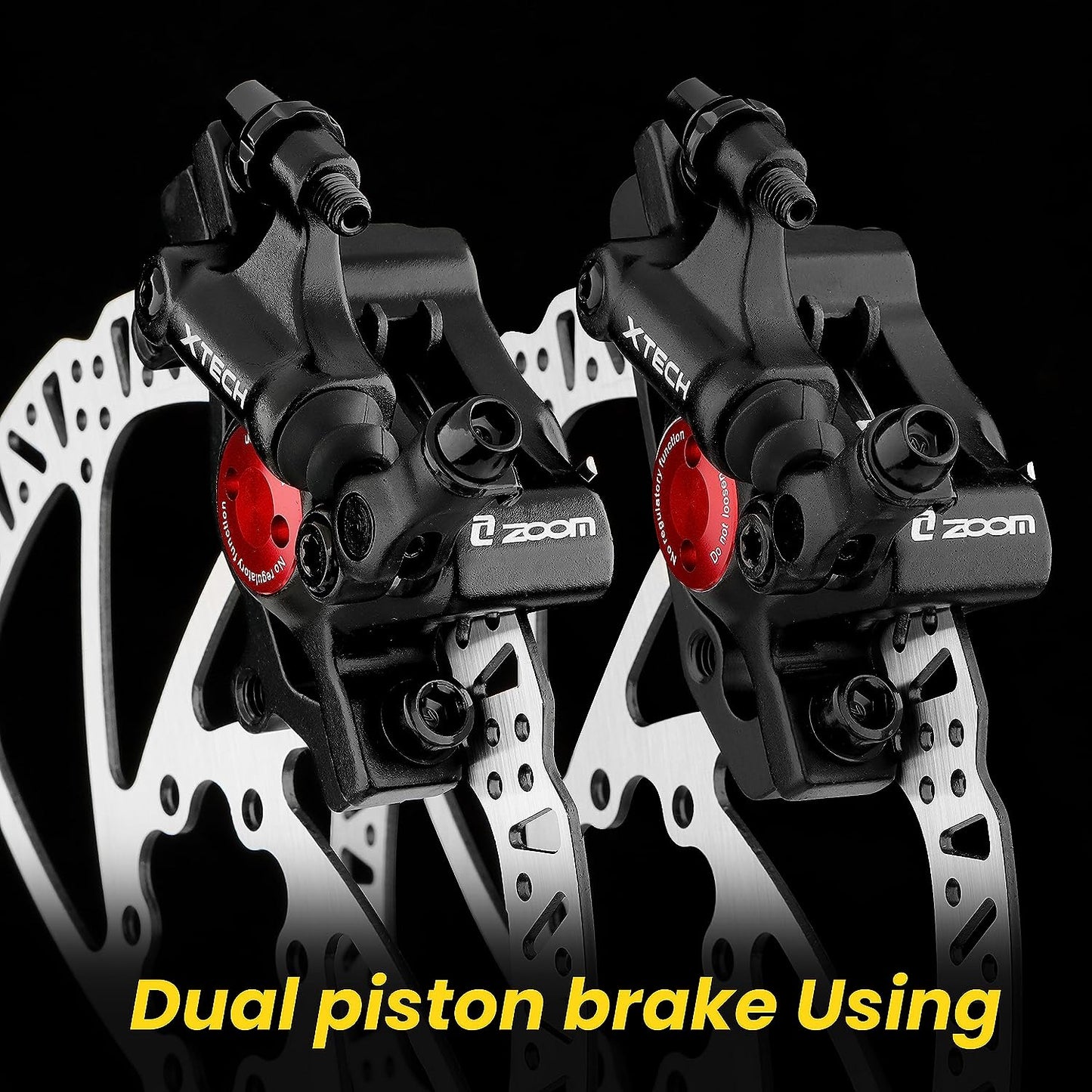 Hycline ZOOM XTECH HB-100 hydraulic disc brake caliper for MTB, eBike, and scooter, featuring dual-piston design.