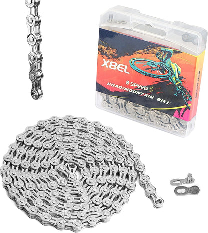 Hycline bicycle chain for 6/7/8-speed bikes, 1/2x3/32 inch, 116 links, durable metal chain with polished finish