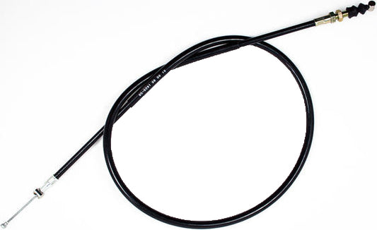Motion Pro black vinyl clutch cable with chrome fittings and longitudinally-wound housing, designed for motorcycle clutch systems.