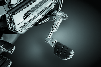 Kuryakyn Ergo III adjustable cruise mount with Trident Dually ISO pegs on a Honda Gold Wing motorcycle handlebar
