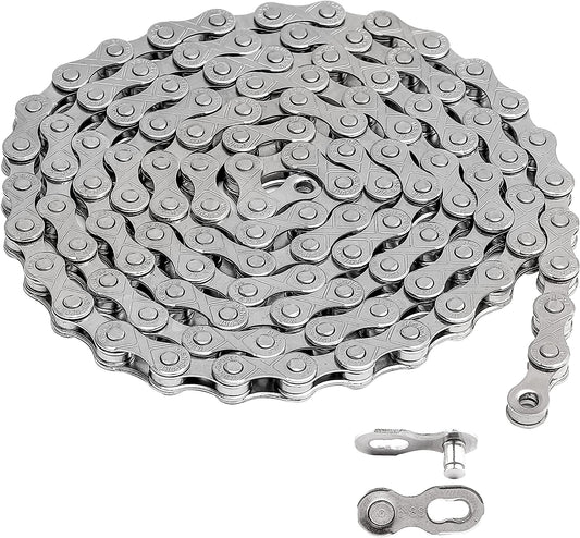 Hycline bicycle chain for 6/7/8-speed bikes, 1/2x3/32 inch, 116 links, durable metal bike chain for cycling.