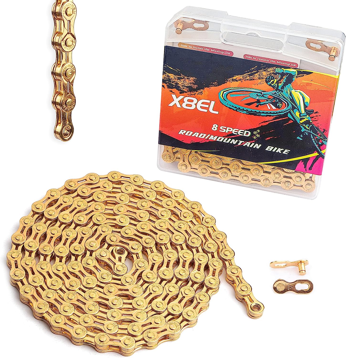 Hycline bicycle chain for 6/7/8-speed bikes, 1/2x3/32 inch, 116 links, durable steel bike chain for smooth riding.