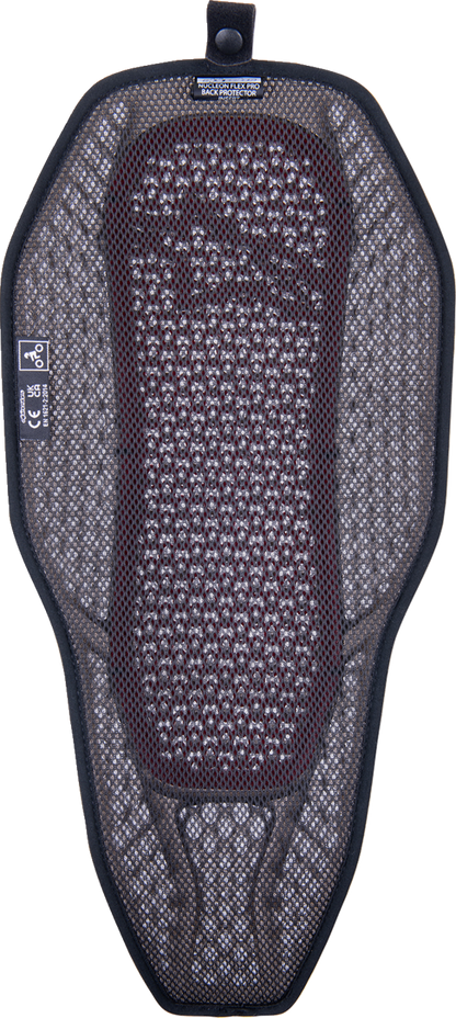 Alpinestars Nucleon Flex Proi full back protection insert in transparent smoke and red, medium size, protective gear for motorcycling.