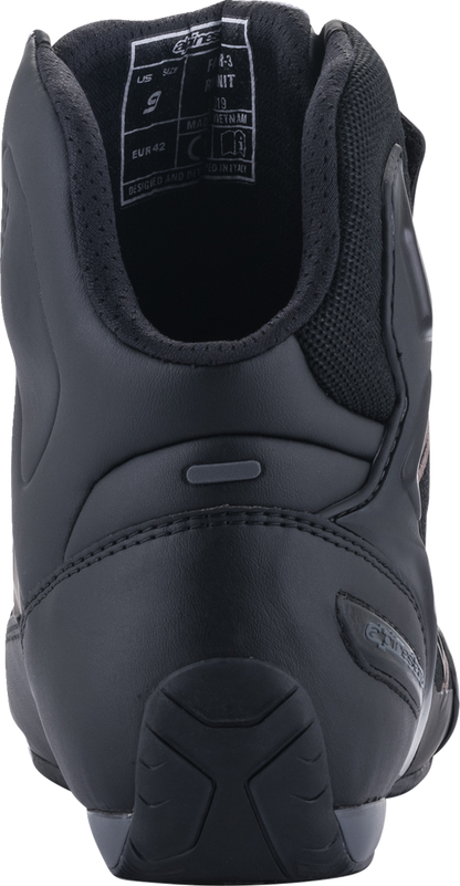 Alpinestars Faster-3 Rideknit® shoes in black and gray, US size 7, featuring sleek design and breathable material.