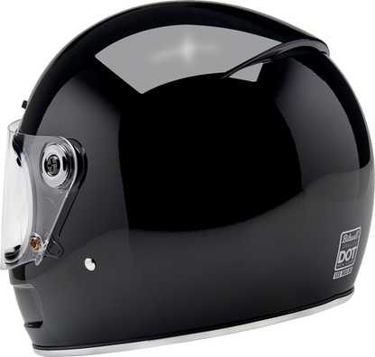 Gloss black BILTWELL Gringo SV motorcycle helmet in XS size, featuring a sleek design and sturdy construction.