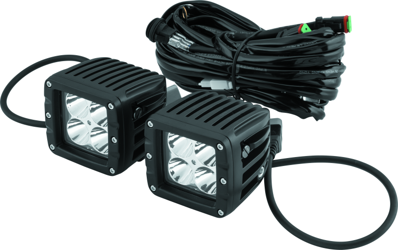 QuadBoss Paired 3-Inch LED Pod Spot Lights with four high-intensity LEDs for durable off-road lighting.