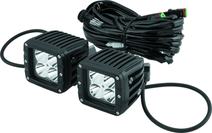 QuadBoss Paired 3-Inch LED Pod Spot Lights with four high-intensity LEDs for durable off-road lighting.