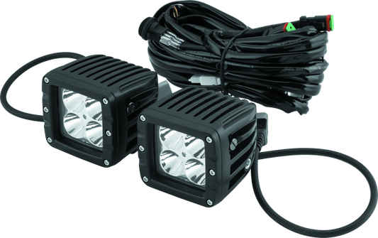 QuadBoss Paired 3-Inch LED Pod Spot Lights with four high-intensity LEDs for durable off-road lighting.