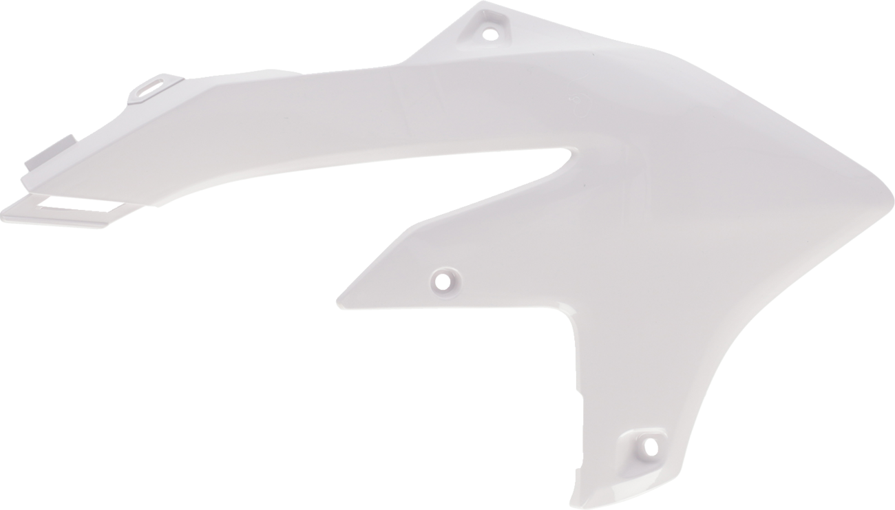 White Acerbis radiator shrouds for Yamaha YZ450F 2023 motorcycle, body panels designed for optimal cooling and protection