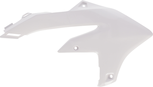 White Acerbis radiator shrouds for Yamaha YZ450F 2023 motorcycle, body panels designed for optimal cooling and protection