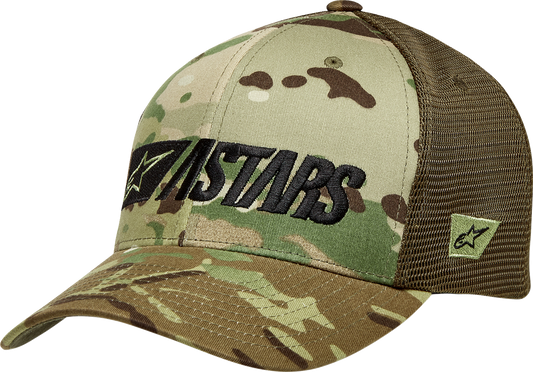 Bill's Exhausts Reblaze Multicamo military-style protective hat by ALPINESTARS, one size, with camouflage pattern and durable material.