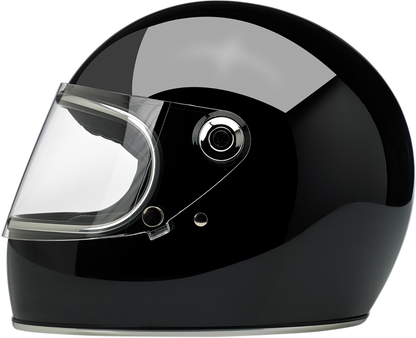 BILTWELL Gringo S helmet in gloss black, size XS, with a sleek aerodynamic design and secure strap system.