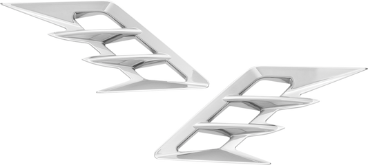 Chrome SHOW CHROME Fender Vent Filler Accent for front engine area by Bill's Exhausts, showcasing shiny chrome finish and precise fit.
