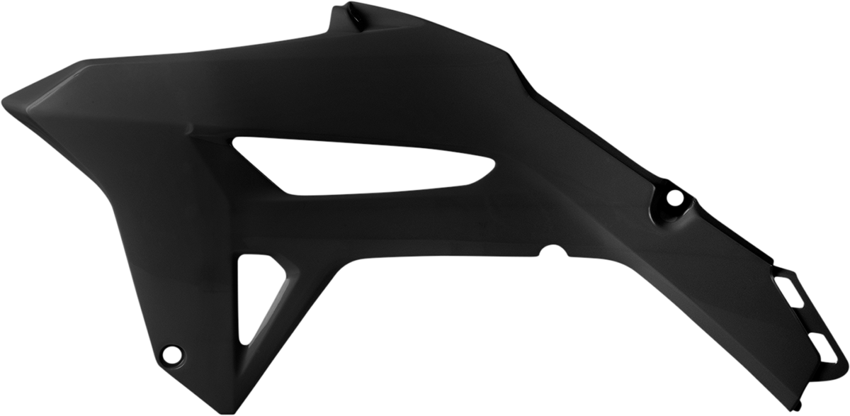 Black ACERBIS radiator shroud for motorcycle body protection, designed for compatibility with Bill's Exhausts models.