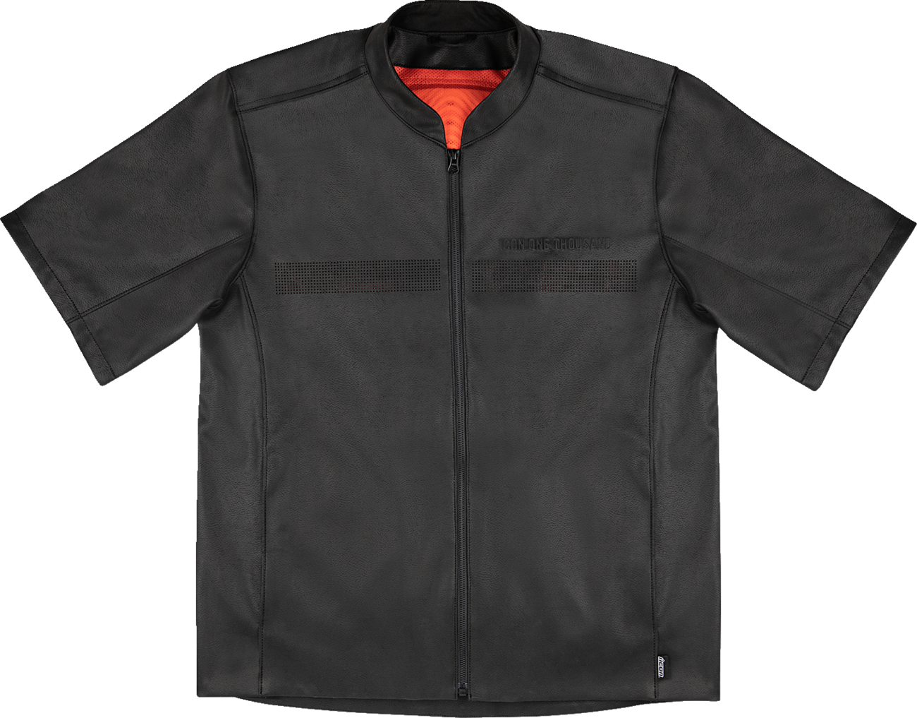 Bill's Exhausts ICON Short Track™ Black short-sleeve jacket in medium, shown with front view and zipper detail.