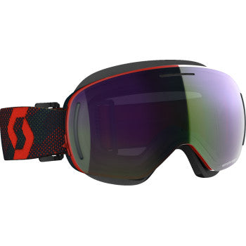Scott LCG EVO snow goggles in red and blue with reflective lenses, designed for winter sports and snowboarding.