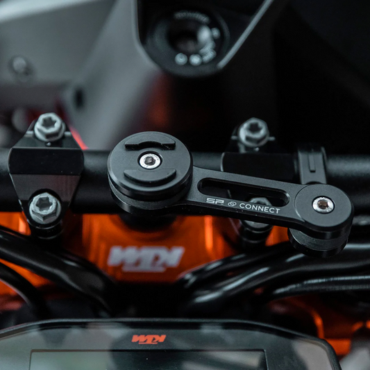SP CONNECT Replacement Head SPC+ Moto Pro phone mount for Bill's Exhausts motorcycle handlebar, compatible with SP Connect systems.