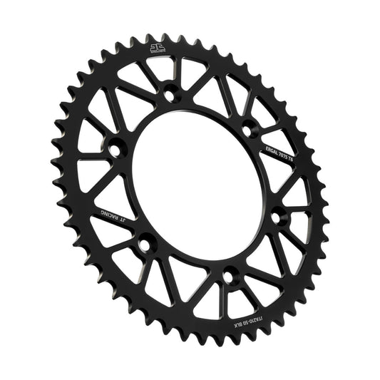 JT Rear RaceLite Sprocket Aluminum 50 Teeth for 520 chain, black, lightweight motorcycle or dirt bike sprocket.