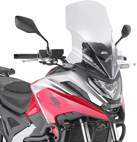 GIVI D1192ST clear and smoked motorcycle windshield for OEM replacement and wind protection, shown mounted on a motorcycle.