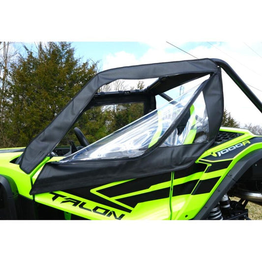 Seizmik Honda Talon soft doors with zippers, weatherproof enclosures for 2019-2024 UTVs, showing the doors installed on the vehicle.
