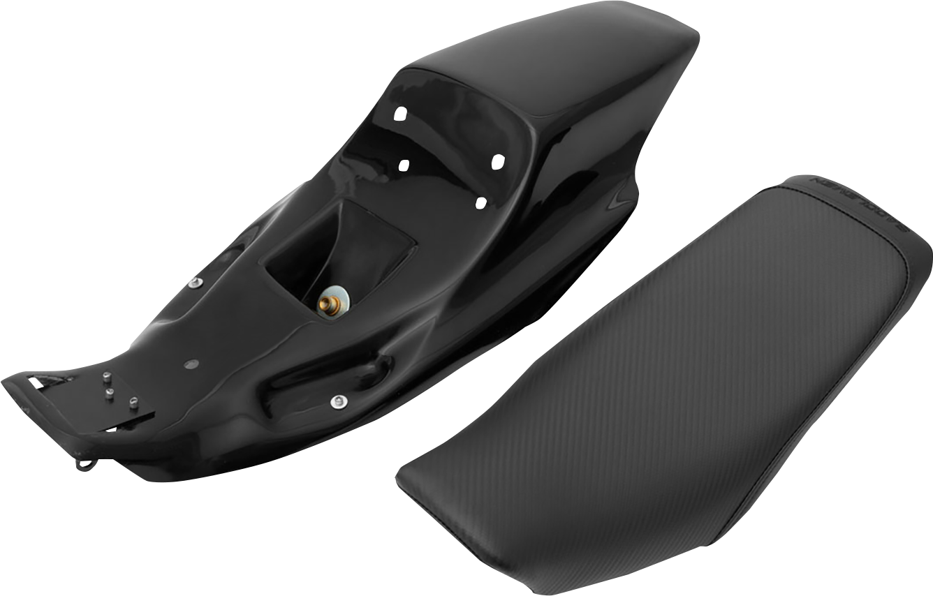 Bill's Exhausts SADDLEMEN Eliminator Seat Kit in carbon fiber for XL motorcycles from 2004 to 2020, showing sleek seat design.