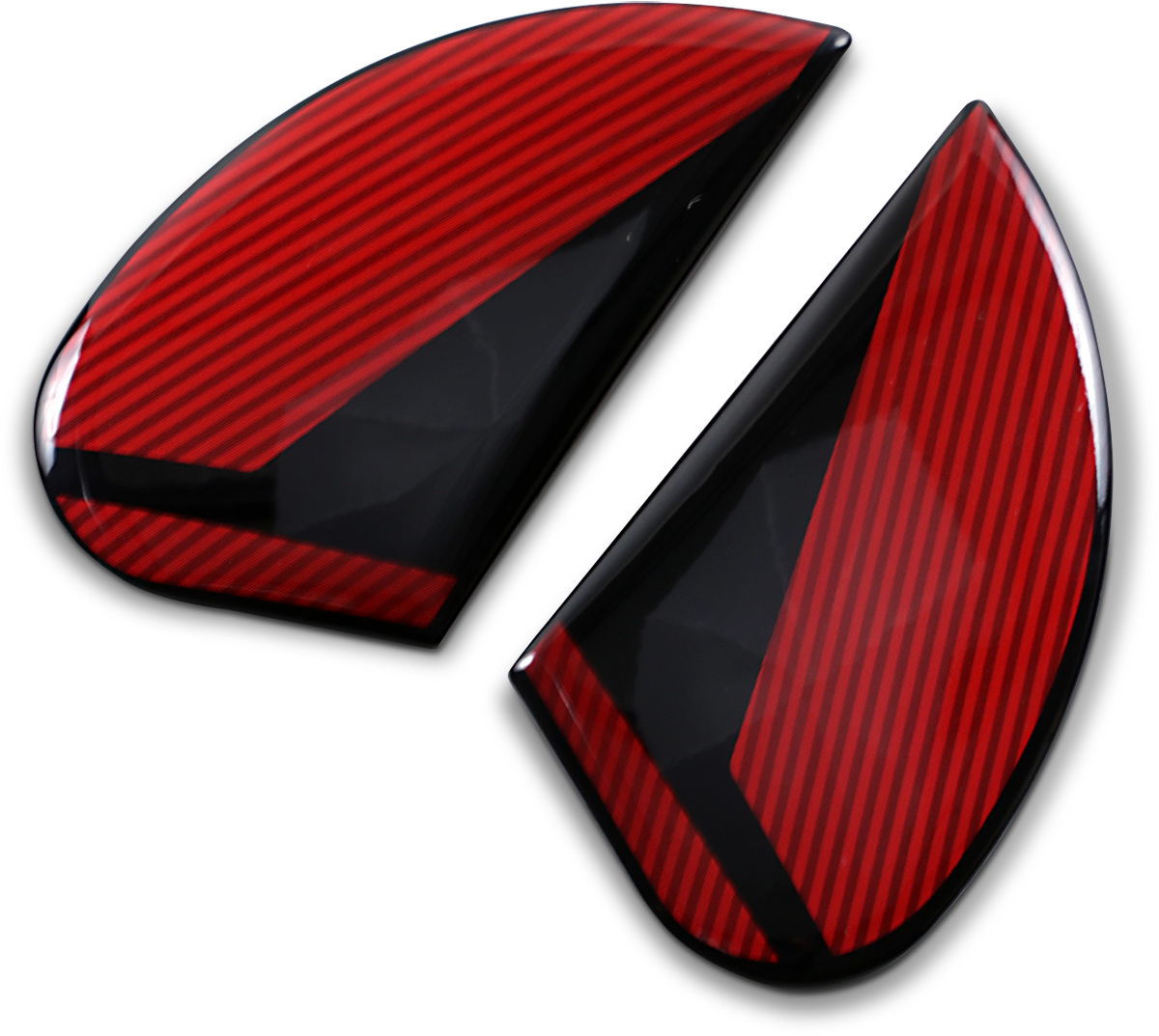 Red ICON Airform™ Side Plates for Conflux helmets, helmet parts by Bill's Exhausts, shown as replacement side panels.