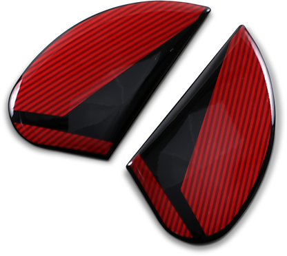 Red ICON Airform™ Side Plates for Conflux helmets, helmet parts by Bill's Exhausts, shown as replacement side panels.