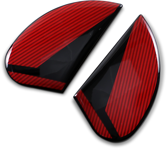 Red ICON Airform™ Side Plates for Conflux helmets, helmet parts by Bill's Exhausts, shown as replacement side panels.