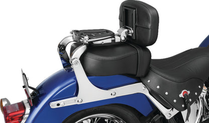 Chrome Kuryakyn fixed mounts for multi-purpose backrest, designed for secure motorcycle backrest attachment.
