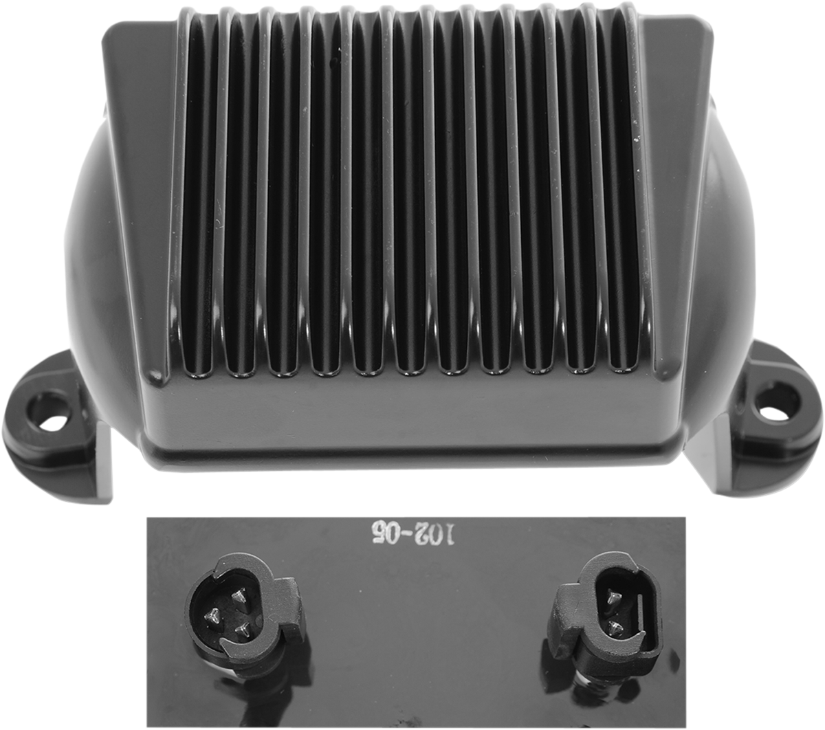 DRAG SPECIALTIES voltage regulator for Harley-Davidson FL 2006-2008, part #74505-06, showing the black rectangular component