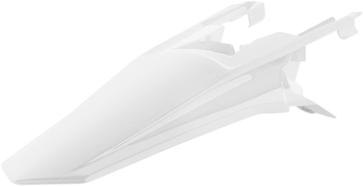 A white Acerbis rear fender for motorcycle, designed as a body part with mounting points visible, branded by Bill's Exhausts.