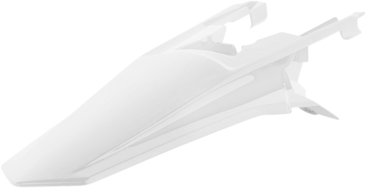 A white Acerbis rear fender for motorcycle, designed as a body part with mounting points visible, branded by Bill's Exhausts.