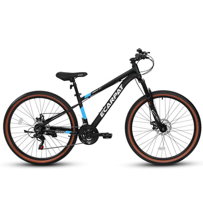 Hycline Ecarpat Trigger 27-inch bicycle with black frame and ergonomic design, ready for outdoor riding.