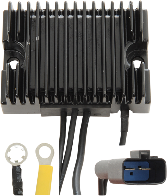 DRAG SPECIALTIES 74512-00 voltage regulator for 2000 FX and FLST motorcycle models, showing the compact electronic component.