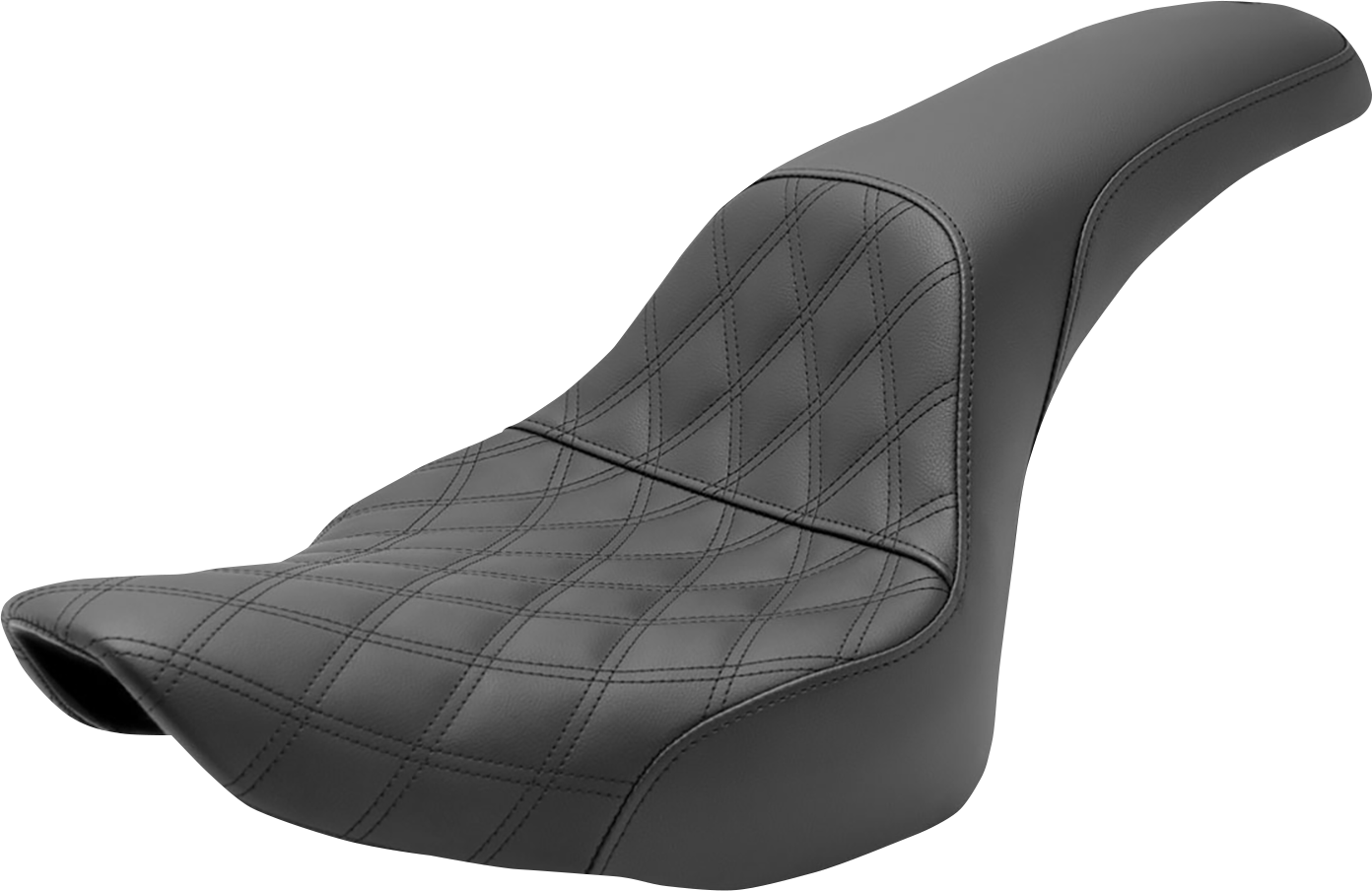 Black SADDLEMEN Profiler motorcycle seat with front lattice and smooth rear design, crafted for comfort and style.