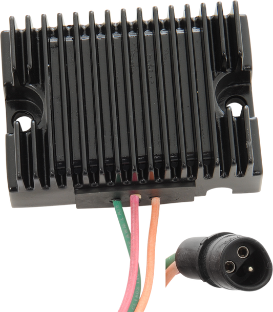 Black DRAG SPECIALTIES XL '78-'81 Voltage Regulator 74504-78BK for Harley-Davidson motorcycles, shown in the image.