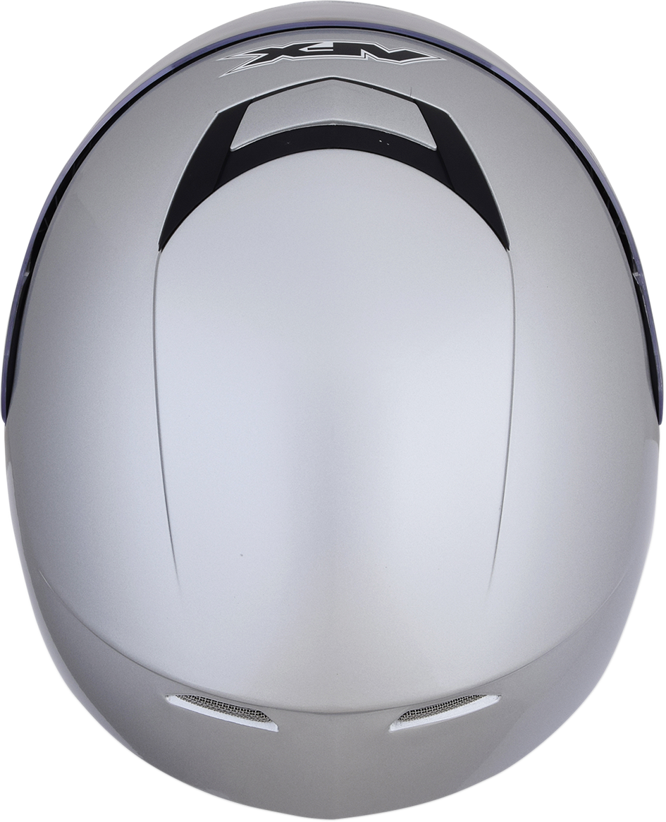 Bill's Exhausts AFX FX-99 Helmet in silver, large size, featuring a sleek aerodynamic design and secure chin strap.