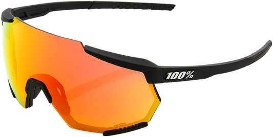 100% Racetrap Sunglasses - Soft Tact Black - Red Mirror Lens 61037-100-43 - Howling Moto