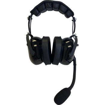 Bill's Exhausts NAVATLAS over-the-head stereo and VOX headset in black with adjustable headband and integrated microphone.