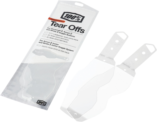 100% Accuri 2/Racecraft 2/Strata 2 Tear-Offs - Laminated - 7 Pack (2) 59086-00001 - Howling Moto